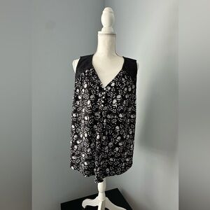 Lucky Brand Black Floral & Eyelet Sleeveless Top Women’s 2X